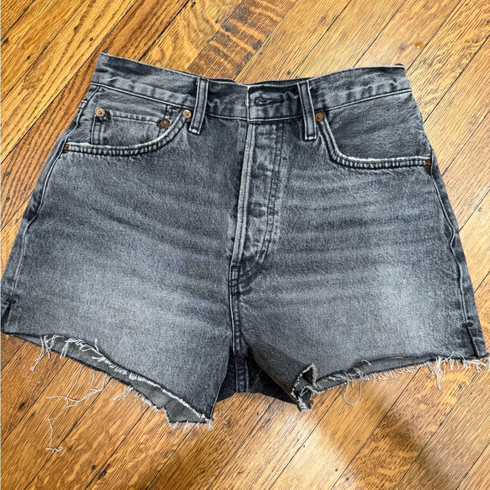 Re/Done Black Jean Shorts High-Waisted Cut-Off